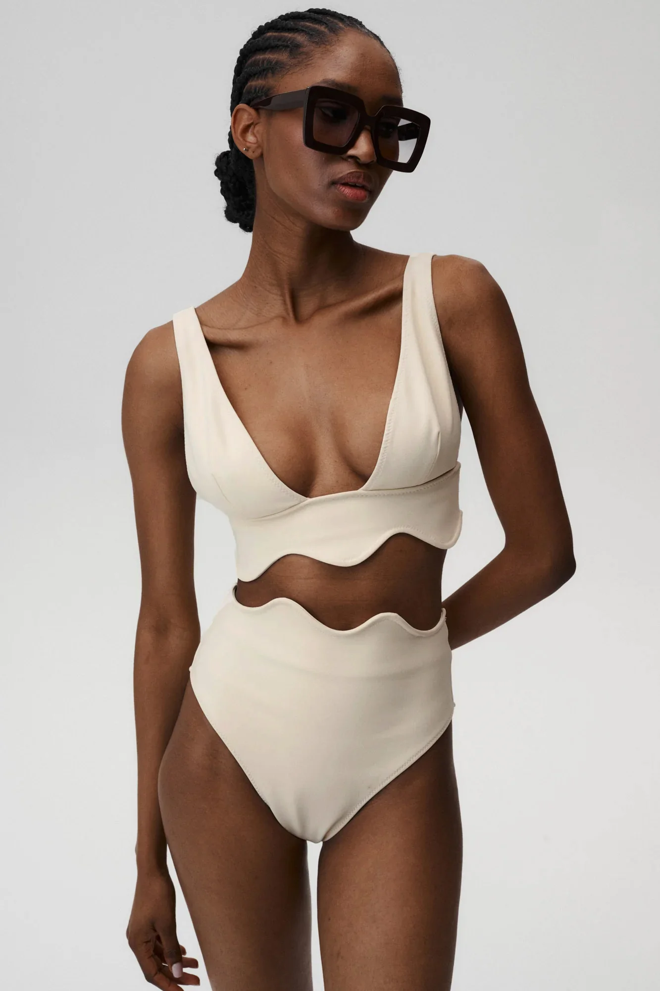 Góra od bikini Bardot Jasnożółta